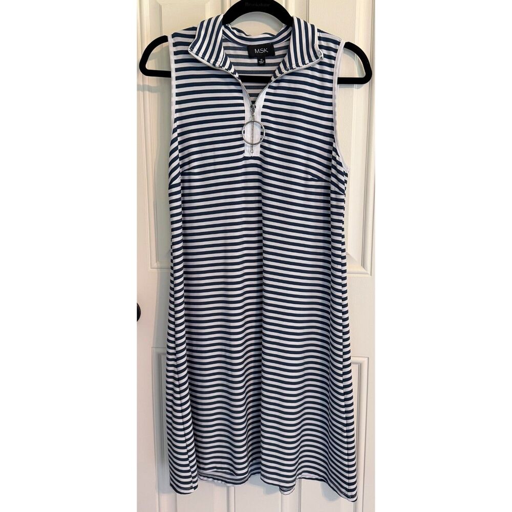 MSK Women's Blue/White Stripe Dress size M